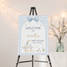 Blue Gingham Silly Goose Baby Shower Welcome Sign