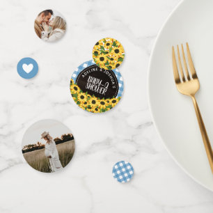 Blue Gingham & Sunflowers Baby-Q Shower Confetti