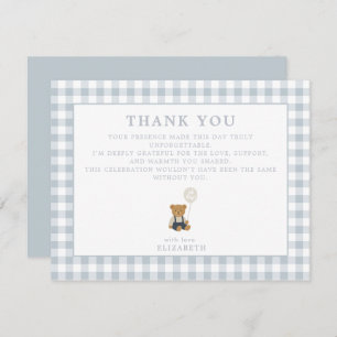  Blue Gingham Teddy Bear thank you card