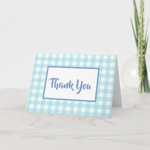 Blue Gingham Thank You Card