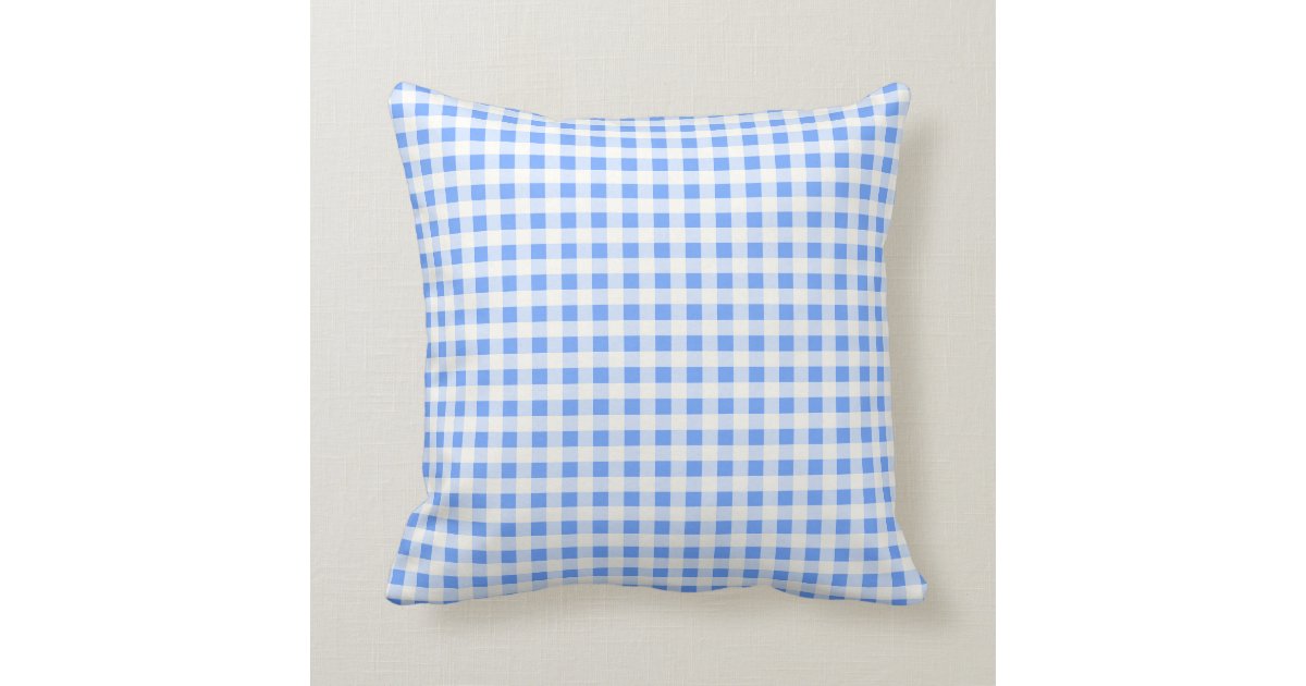 Blue Gingham Throw Pillow Zazzle.co.uk