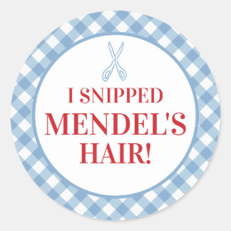 Blue Gingham Upsherin "I Cut His Hair!" Sticker