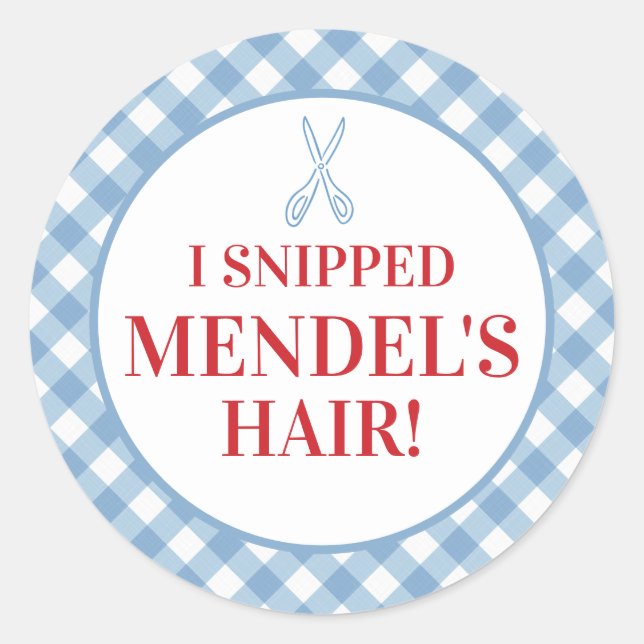 Blue Gingham Upsherin "I Snippe His Hair!" Sticker (Front)