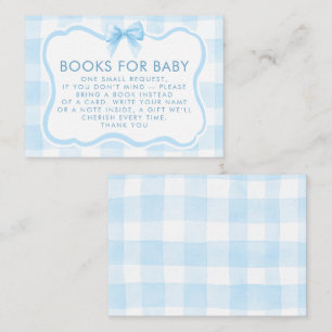 Blue Gingham Wavy Frame Bow Books For Baby Request Enclosure Card