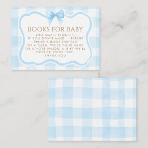 Blue Gingham Wavy Frame Bow Books For Baby Request Enclosure Card
