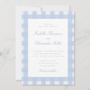 Blue Gingham Wedding Invitation