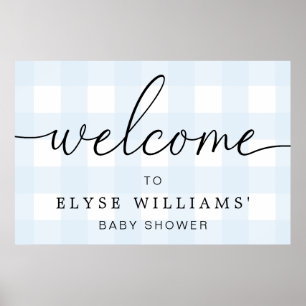 Blue Gingham Welcome Sign
