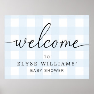 Blue Gingham Welcome Sign