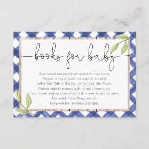 Blue gingham wood picnic summer book request enclosure card