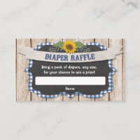 Blue gingham yellow sunflowers baby diaper raffle