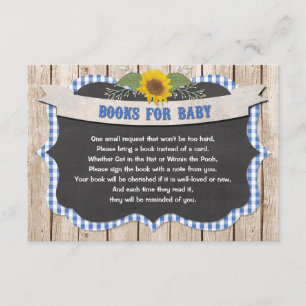 Blue gingham yellow sunflowers books for baby enclosure card