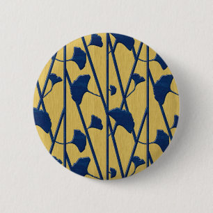 blue ginkgo 6 cm round badge