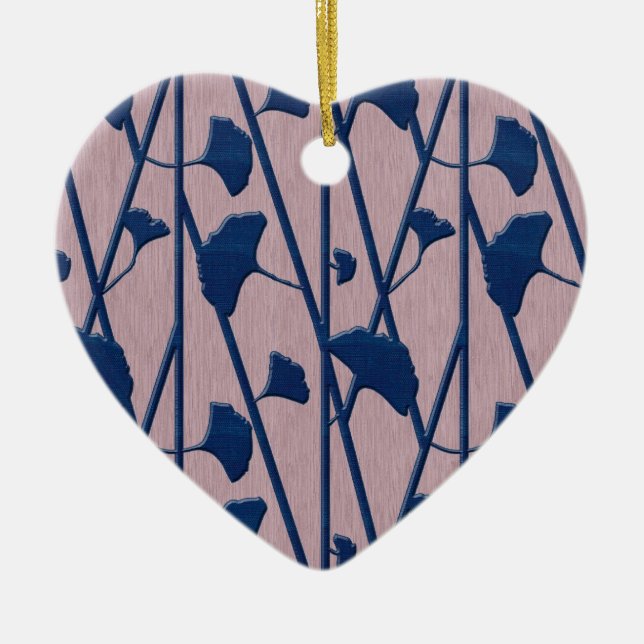 blue ginkgo ceramic tree decoration (Front)