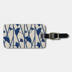 blue ginkgo luggage tag
