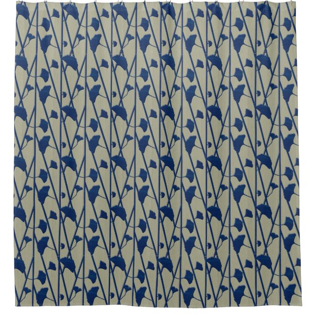 blue ginkgo - shower curtain (Front)