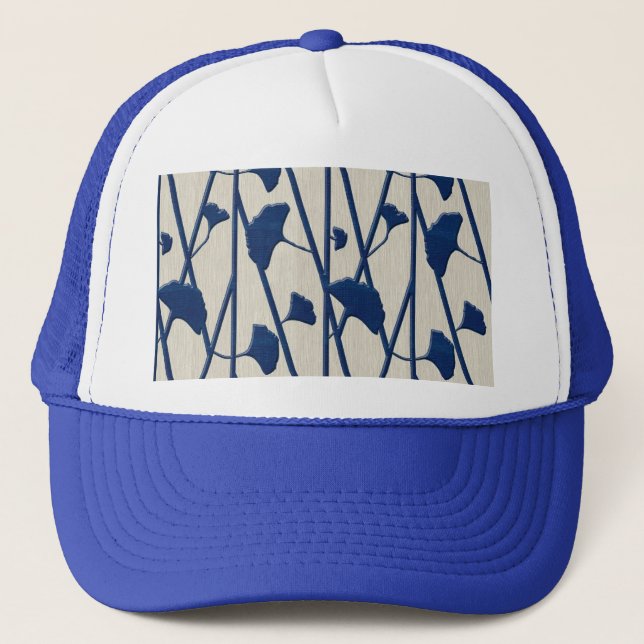 blue ginkgo trucker hat (Front)
