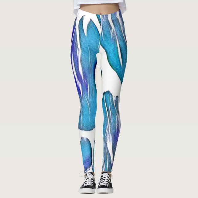 Blue Giraffe Animal Print Leggings (Front)
