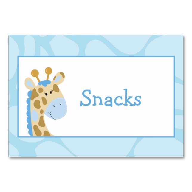 Blue Giraffe Custom Buffet Label Card (Front)