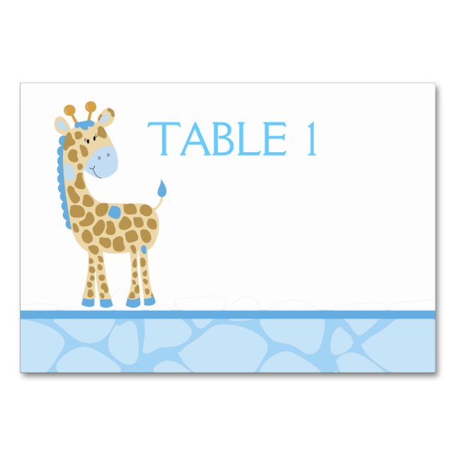 Blue Giraffe Custom Table Card (Front)
