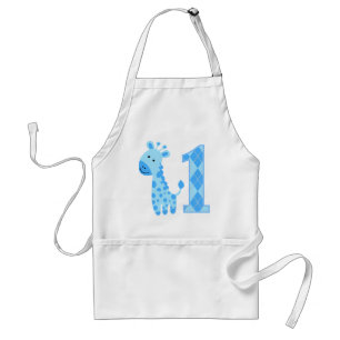 Blue Giraffe First Birthday Standard Apron
