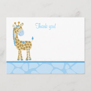 Blue Giraffe Flat Thank you note Card
