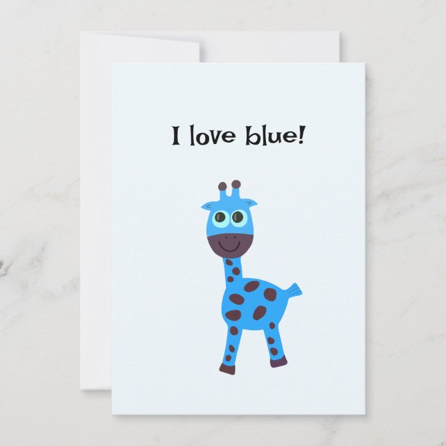 Blue giraffe holiday card (Front)