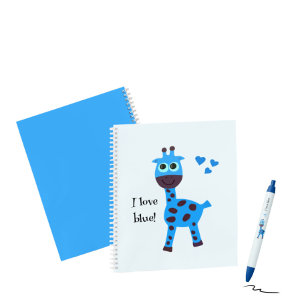 Blue giraffe notebook