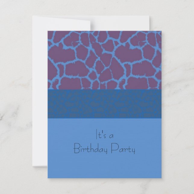 Blue Giraffe Pattern Birthday Party Invitation (Front)
