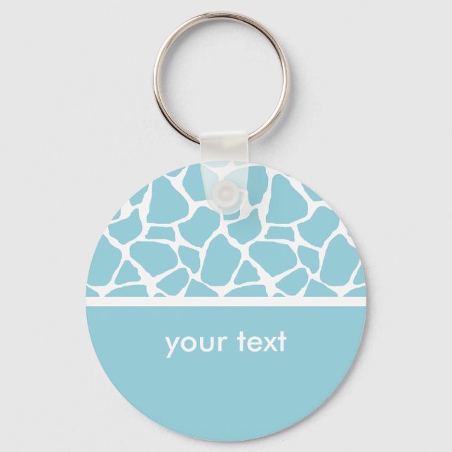 Blue Giraffe Print Customisable Key chain (Front)