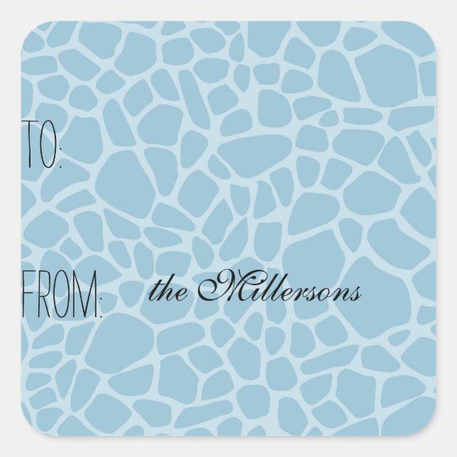 Blue Giraffe Print Gift Tag (Front)