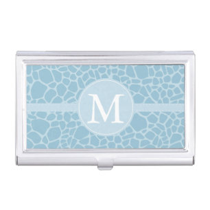 Blue Giraffe Print monogram Business Card Holder