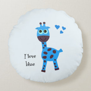 Blue giraffe round cushion