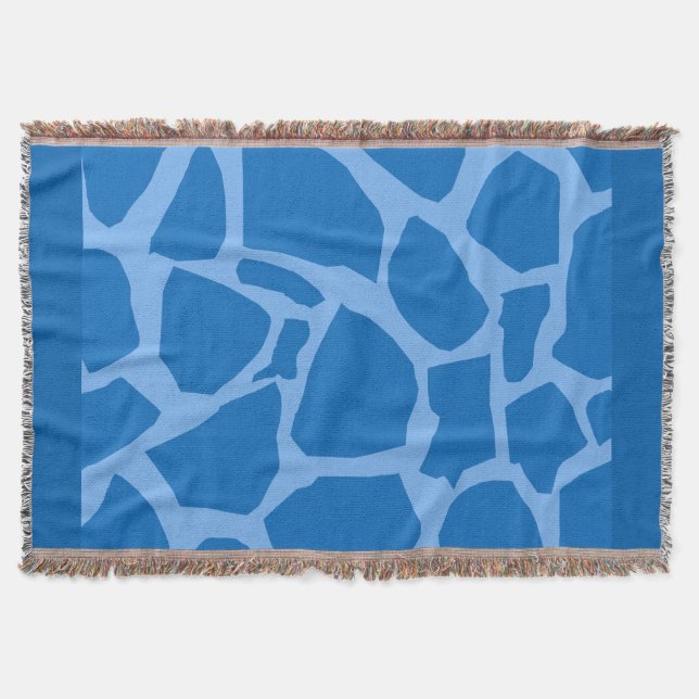 Blue Giraffe Texture Throw Blanket (Front)
