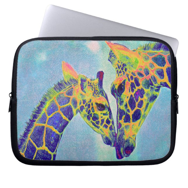 blue giraffes laptop laptop sleeve (Front)