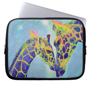 blue giraffes laptop sleeve