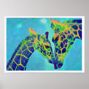 blue giraffes poster