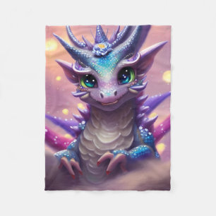 Blue Girl Dragon Fleece Blanket
