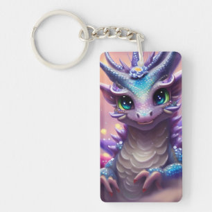 Blue Girl Dragon Key Ring