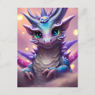 Blue Girl Dragon  Postcard
