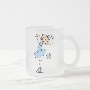 Blue Girl Figure Skater T-shirts and Gifts Frosted Glass Coffee Mug