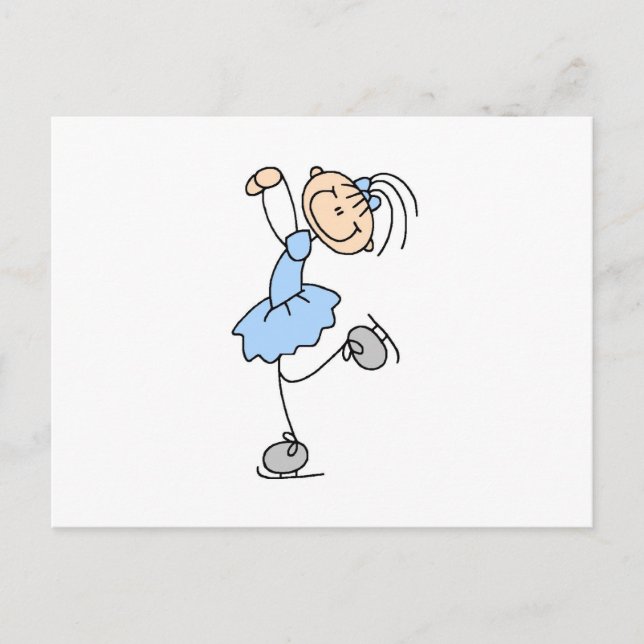 Blue Girl Figure Skater T-shirts and Gifts Postcard (Front)
