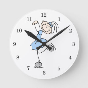 Blue Girl Figure Skater T-shirts and Gifts Round Clock