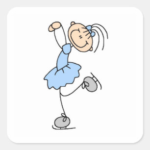 Blue Girl Figure Skater T-shirts and Gifts Square Sticker
