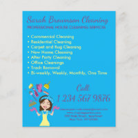 Blue Girl House Maid Janitorial Cleaning Flyer