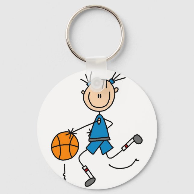 Blue Girls Basketball Tshirts and Gifts Key Ring (Front)