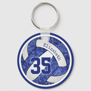 blue girls volleyball team colours name number key ring