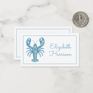 Blue Girly Floral Lobster Personalised Card