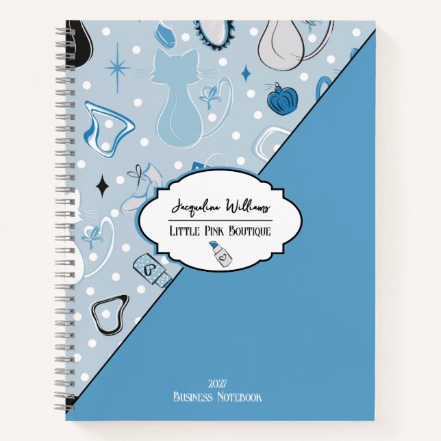 Blue Girly Mid-Century Salon Notebook (Front)