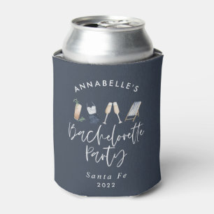 Blue girly modern cocktail script bachelorette can can cooler