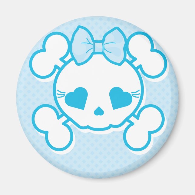 Blue Girly Skull Magnet (Front)